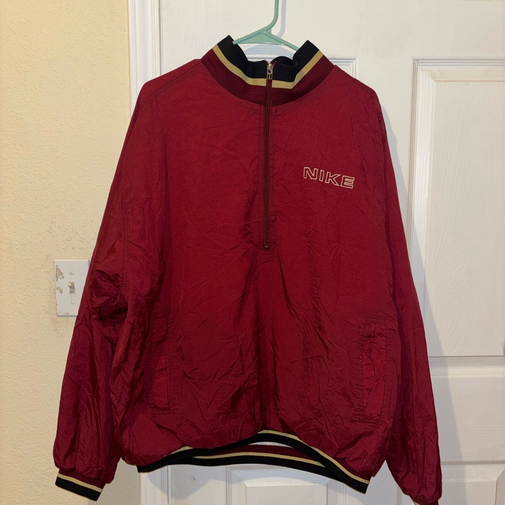 Vintage 2006 Nike Red quarter zip Windbreaker Jacket size XL